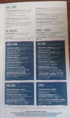 zizzi menu