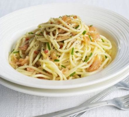 Salmon spaghetti with chilli lemon recipe 