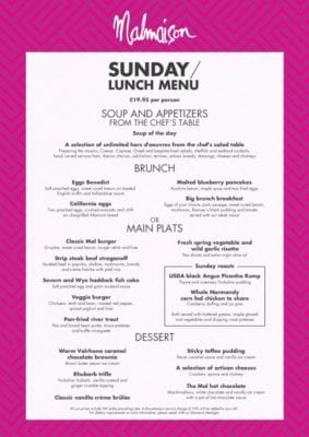 Sunday lunch brunch menu Chez Mal glasgow Foodie explorers malmaison food blog 