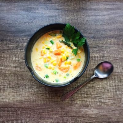 Vegan sweet potato and corn chowder recipe