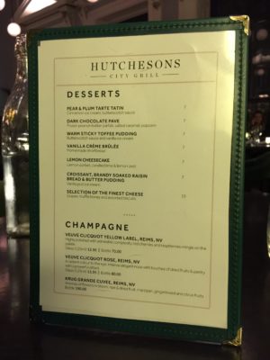 Hutchesons City Grill glasgow steak tails from the grill rusk and rusk Dessert menu