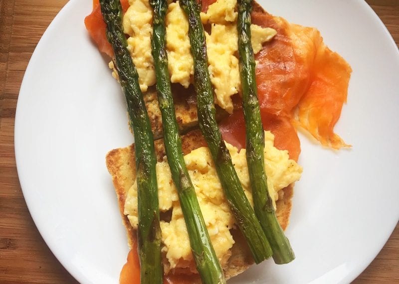 Smoked trout Asparagus and Scrambled Eggs Brunch Recipe