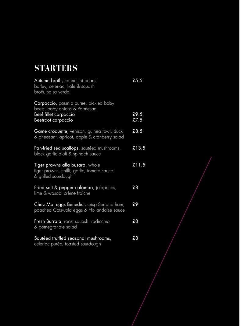 glasgow Malmaison autumn menu 