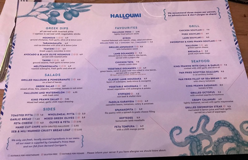 Menu Halloumi Greek Cypriot Southside Glasgow foodie 