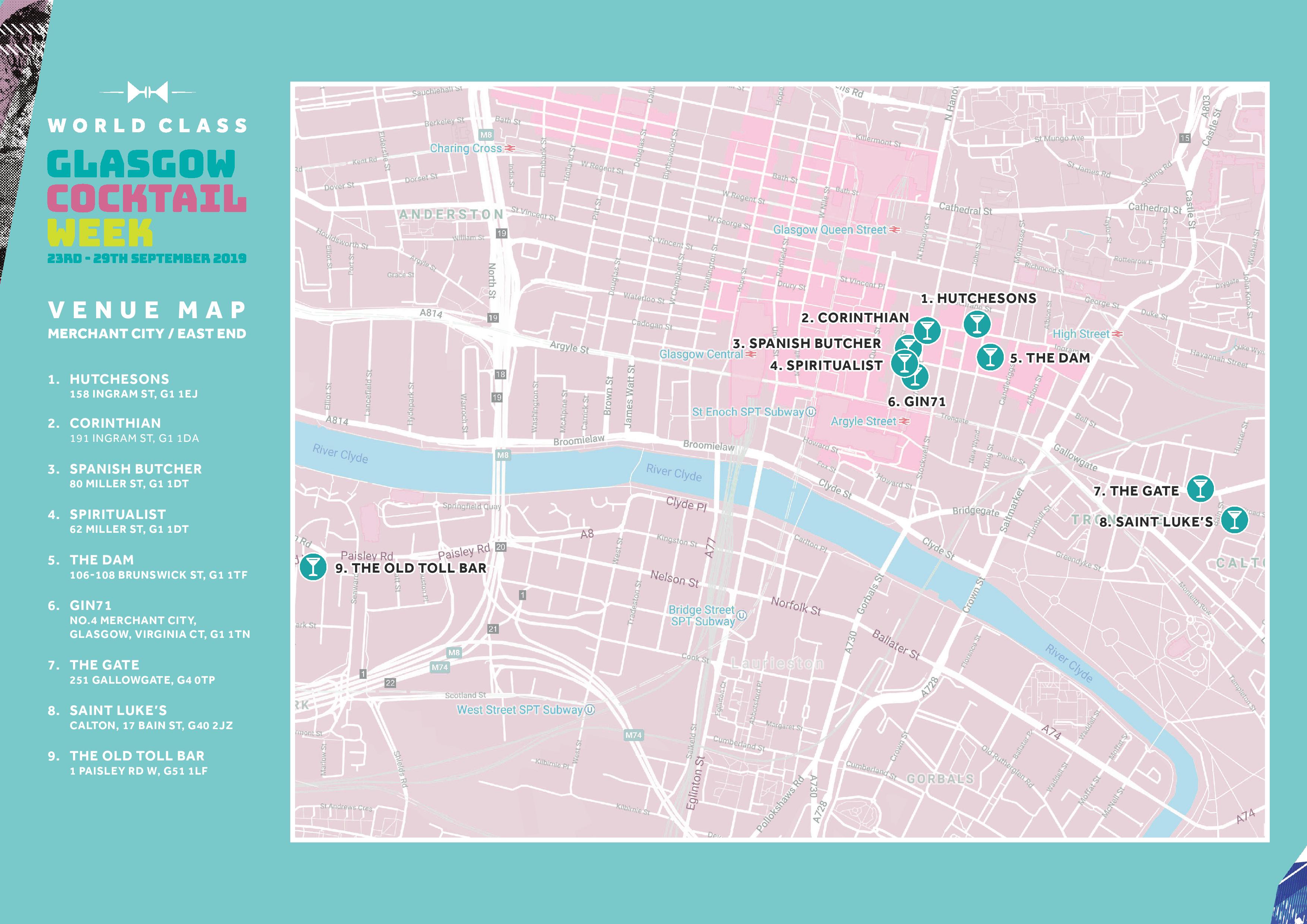 Glasgow cocktail week venue map