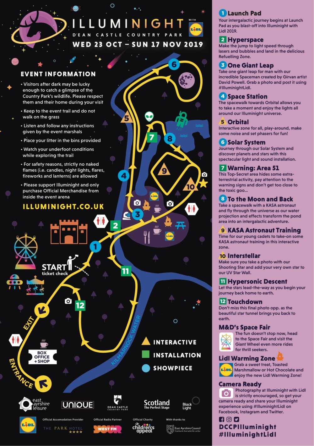 2019 illuminight with lidl dean castle kilmarnock map