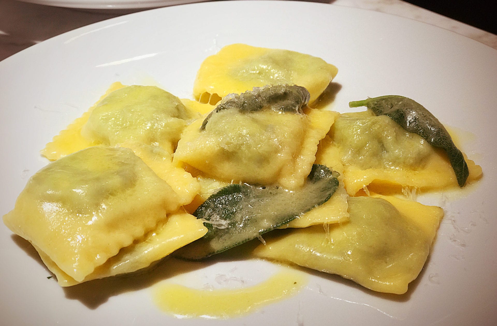 Spinach and ricotta ravioli with sage butter (Lazio) Fresh pasta sugo Glasgow 