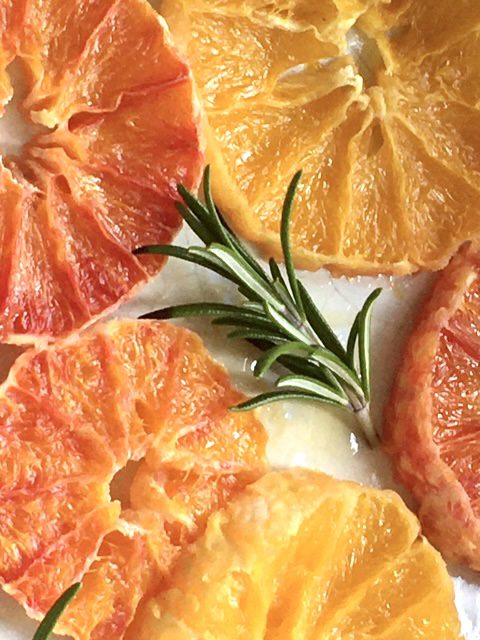 Maple syrup and rosemary caramelised oranges pin