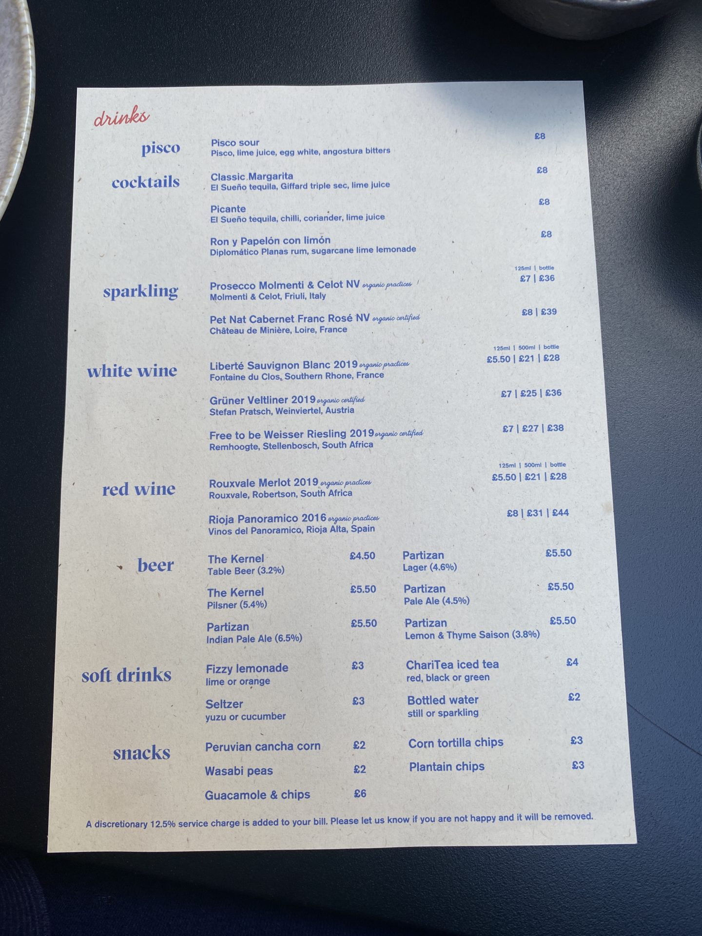 crudo cevicheria drinks menu 