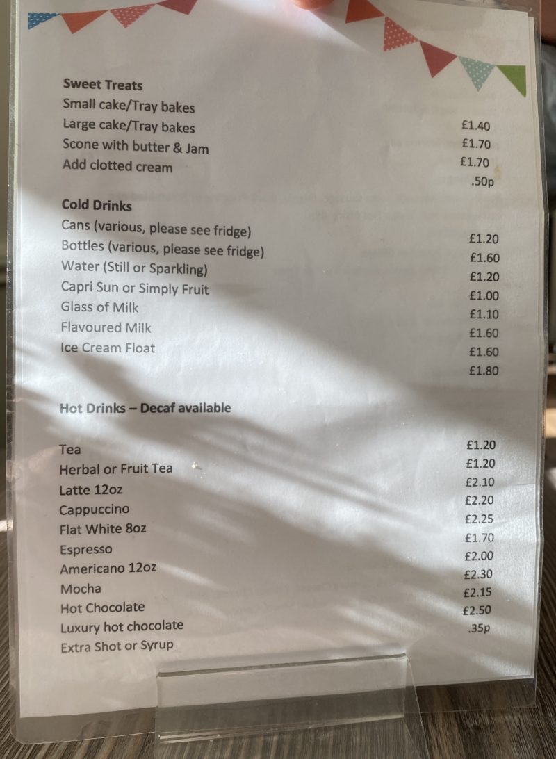 Nosh cafe Bo’ness Menu 