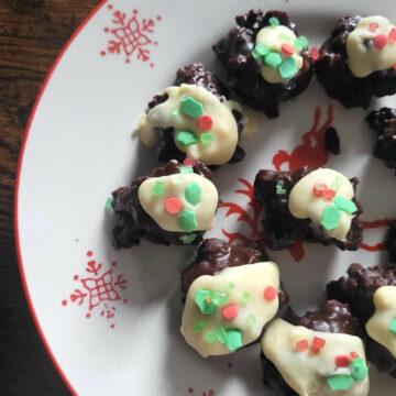 close up leftover christmas pudding bon bons