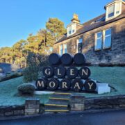 glen moray distillery casks at entrance