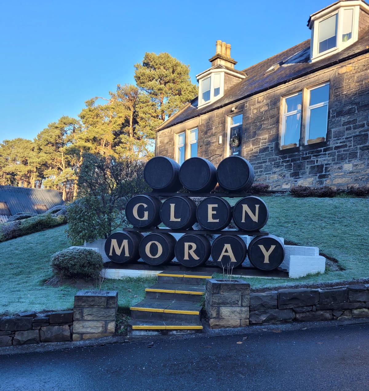 glen moray distillery casks at entrance