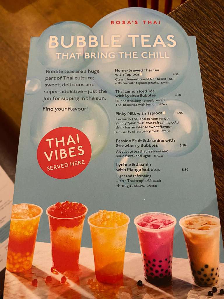 rosa's thai bubble tea menu 