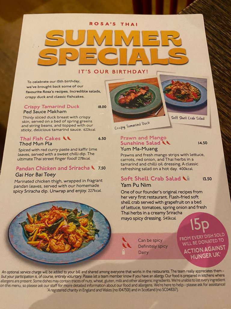 rosa's thai glasgow specials menu