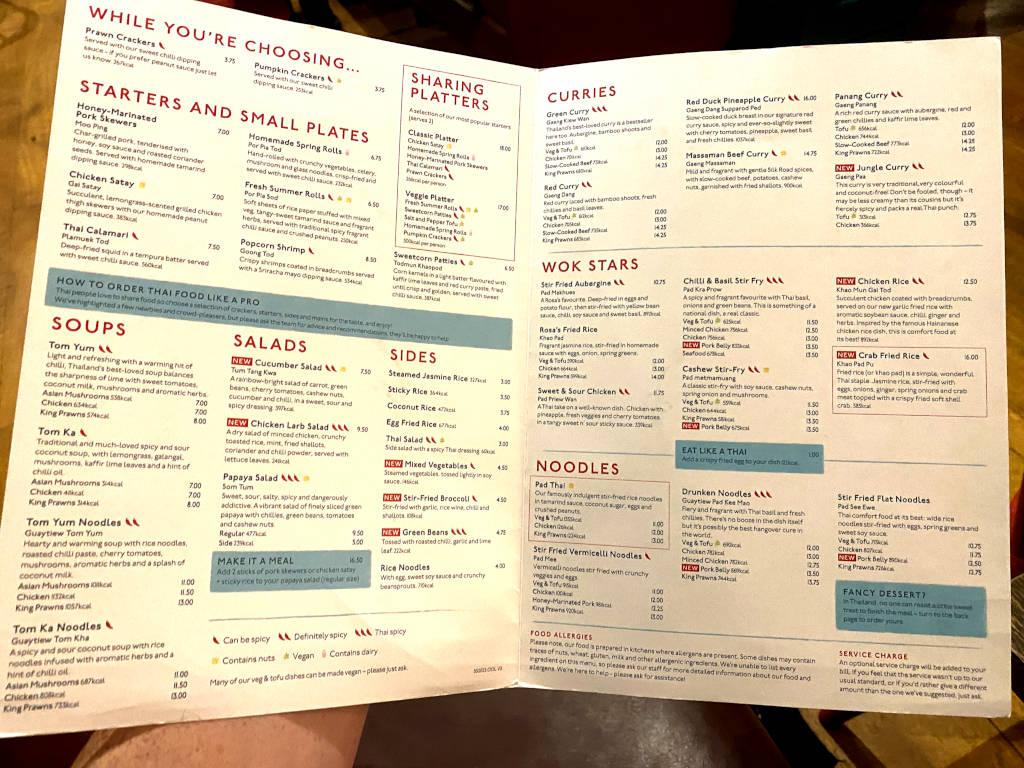 Rosas Thai - food menu