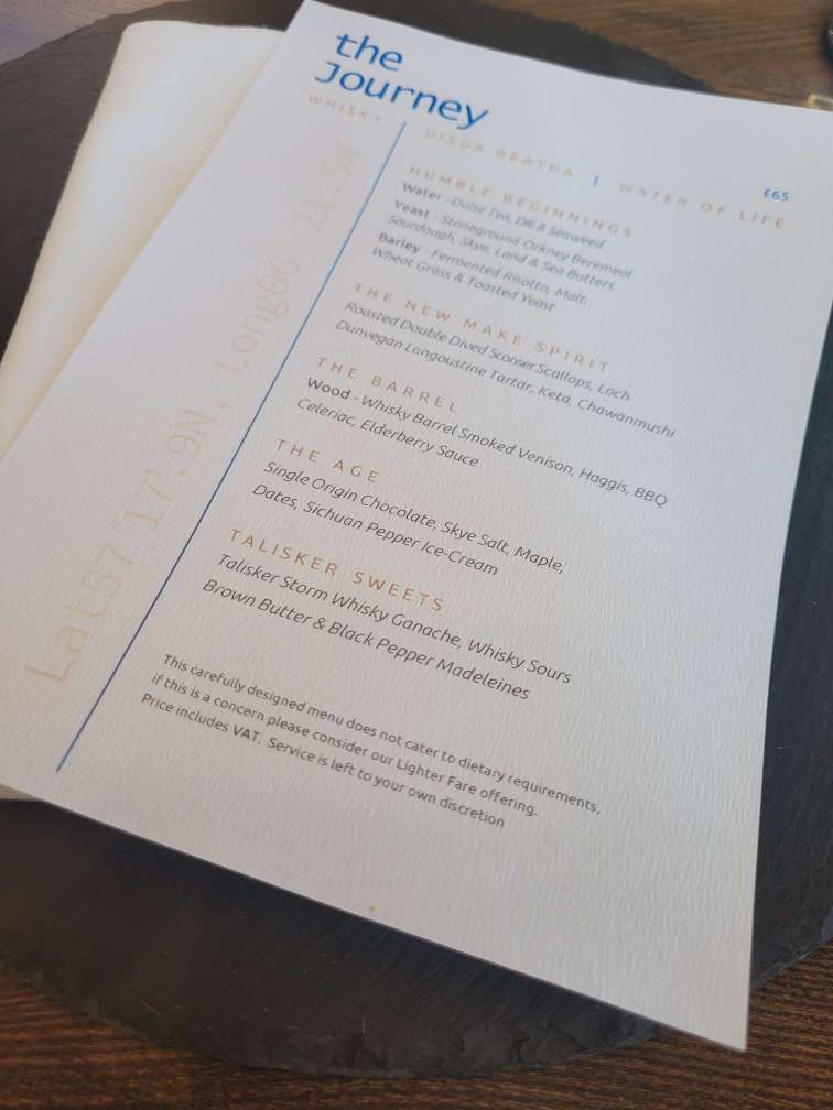 the three chimneys at talisker menu 