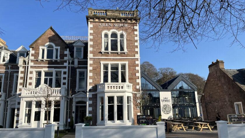 The Glen Mhor Hotel and Uile-bheist Distillery and Brewery lie on the banks of the River Ness