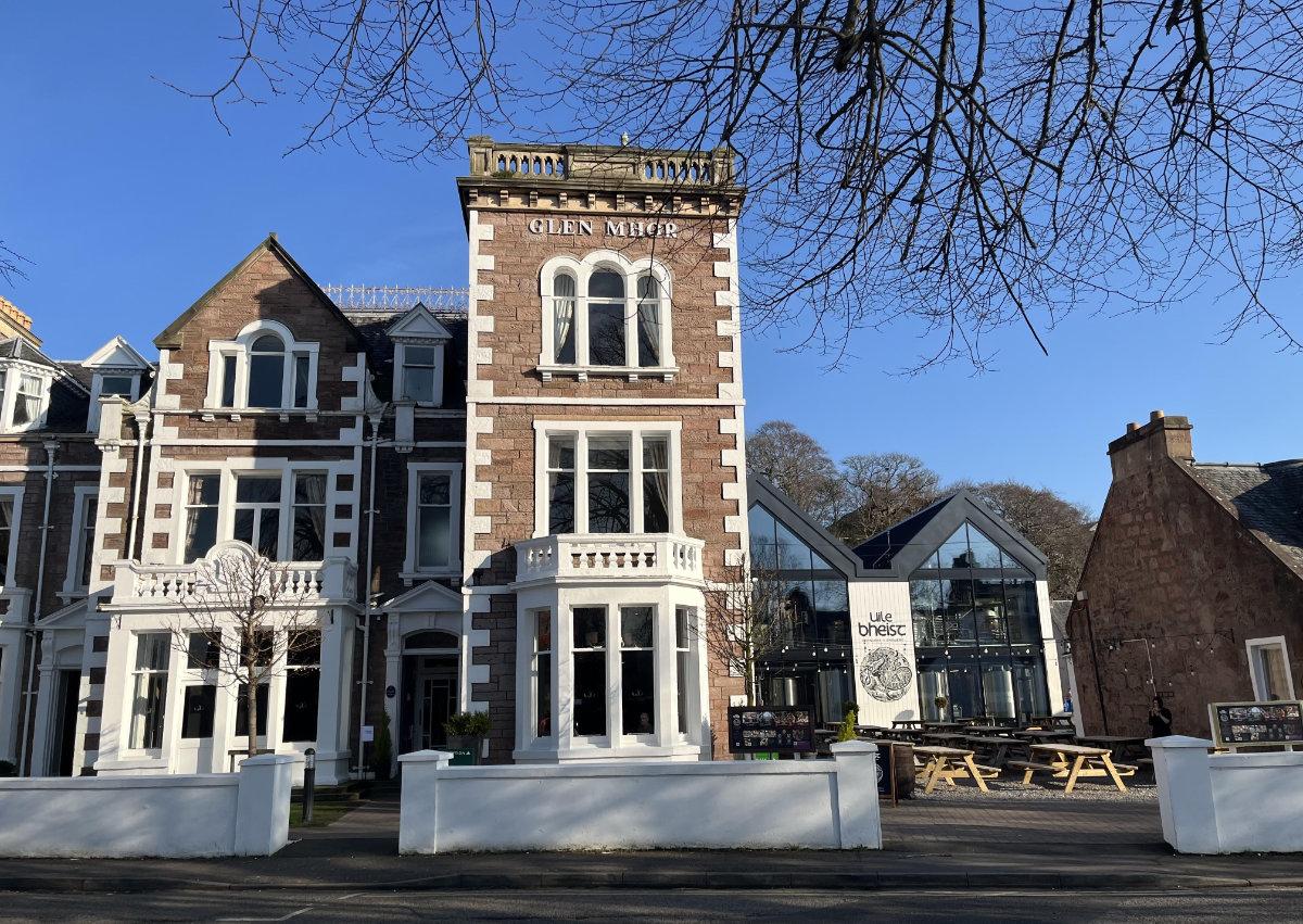 The Glen Mhor Hotel and Uile-bheist Distillery and Brewery lie on the banks of the River Ness