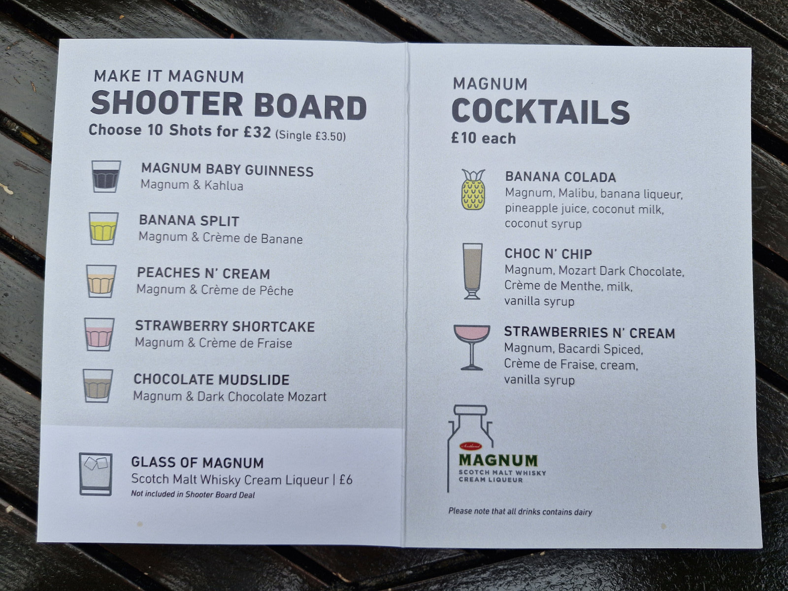 magnum cocktail menu