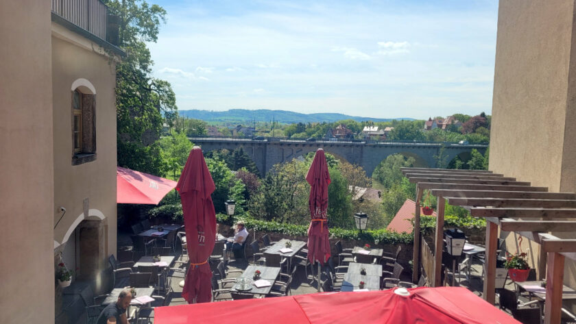 view from inside restaurant