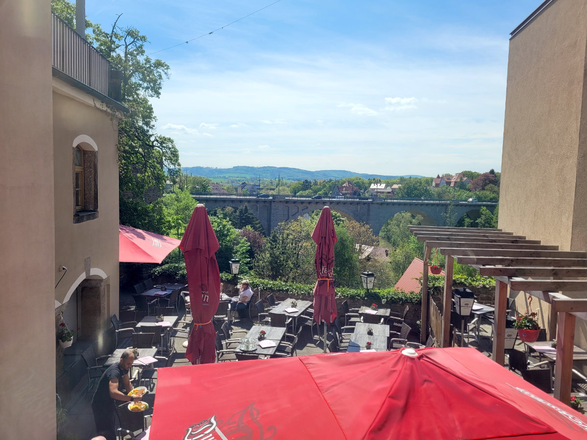 view from inside restaurant