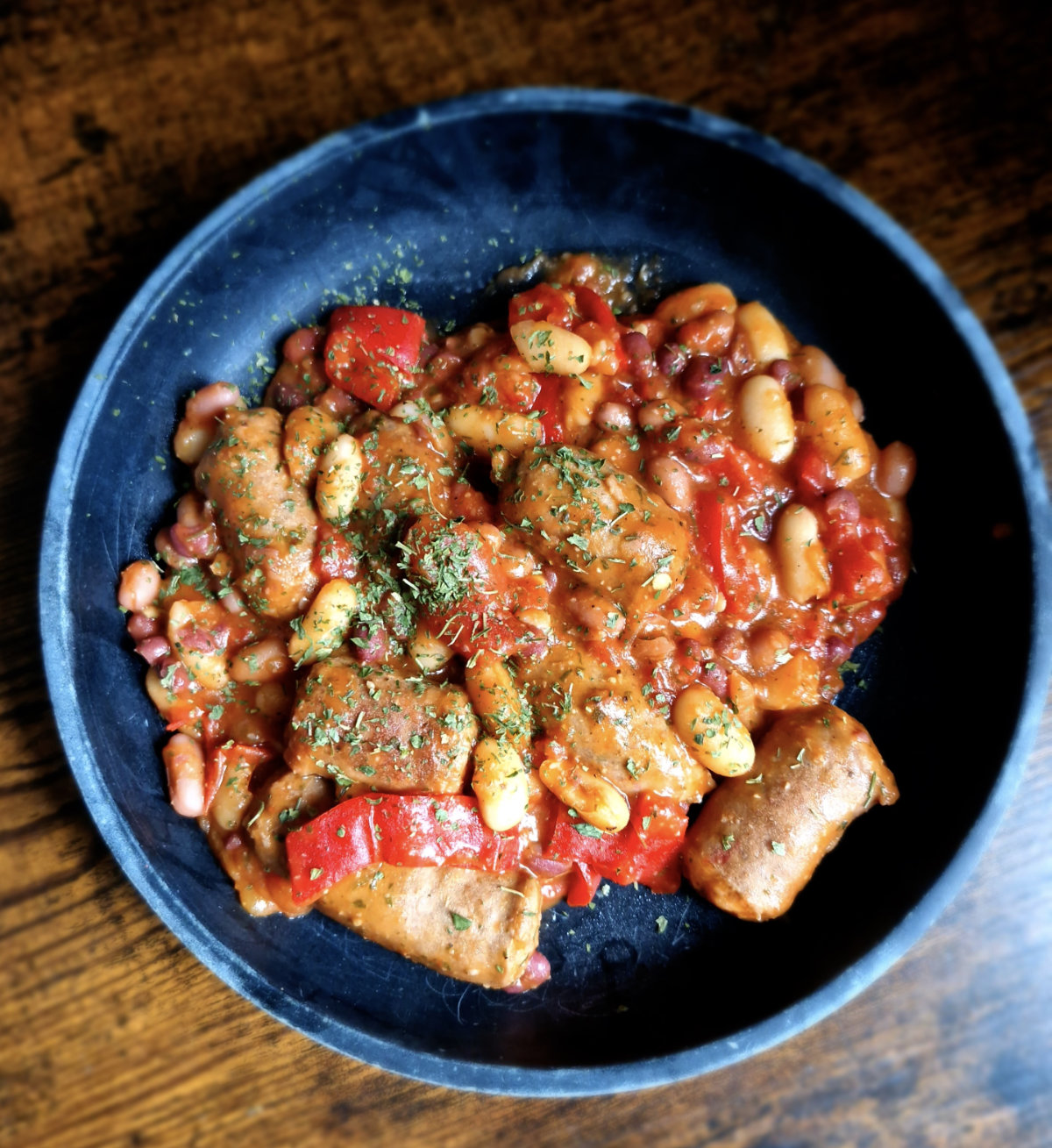 Autumn Stew - Merguez Sausage, tomato and bean stew