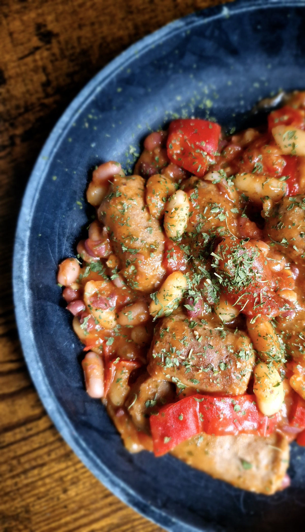 Autumn Stew - Merguez Sausage, tomato and bean stew