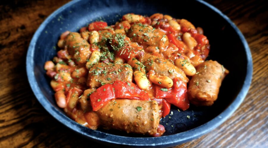 Autumn Stew - Merguez Sausage, tomato and bean stew