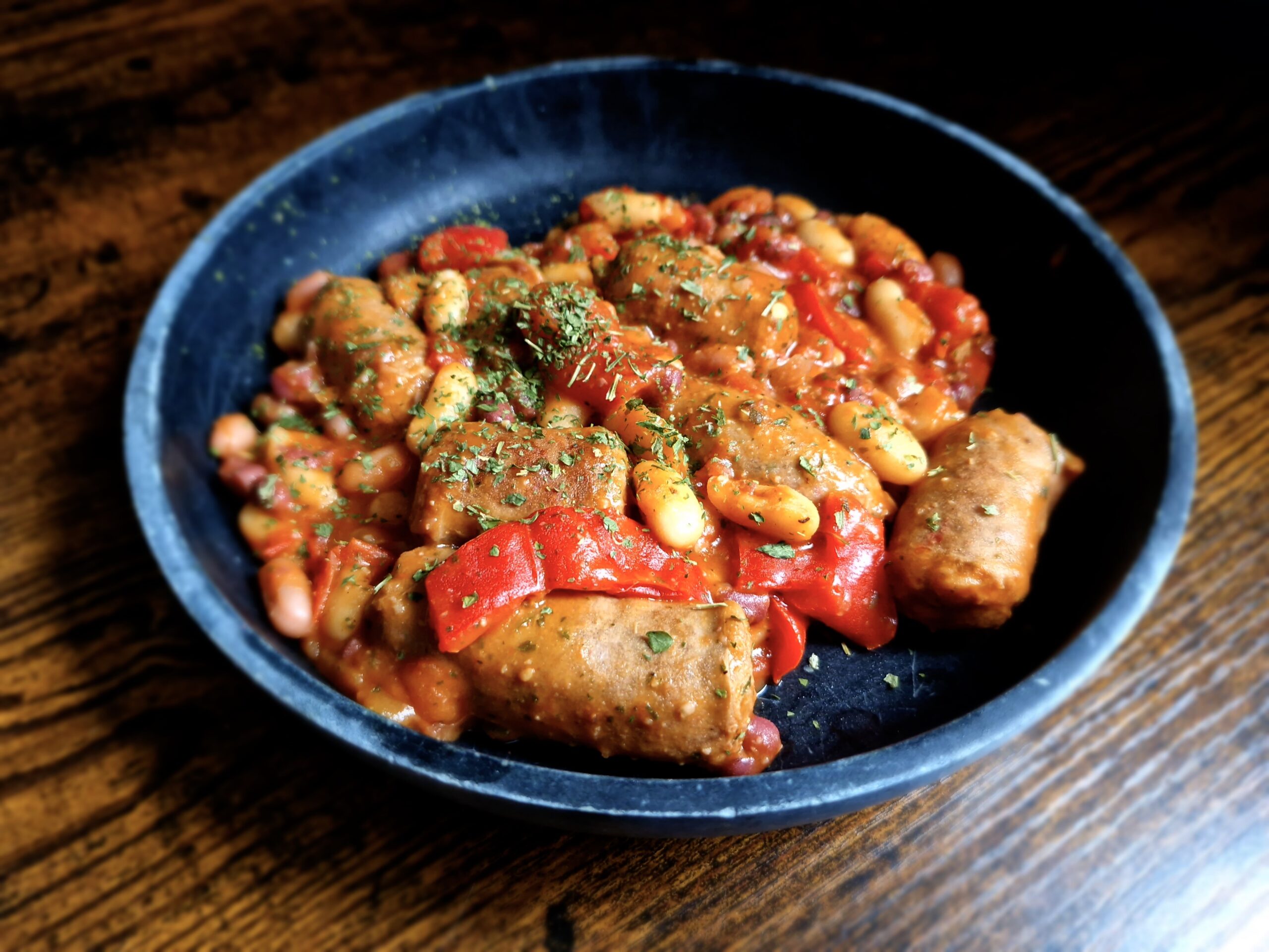 Autumn Stew - Merguez Sausage, tomato and bean stew