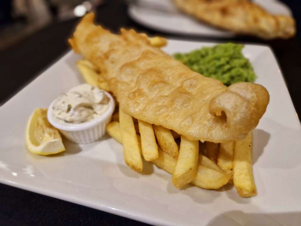 the Lamlash Bay Hotel dinner menu fish and chips