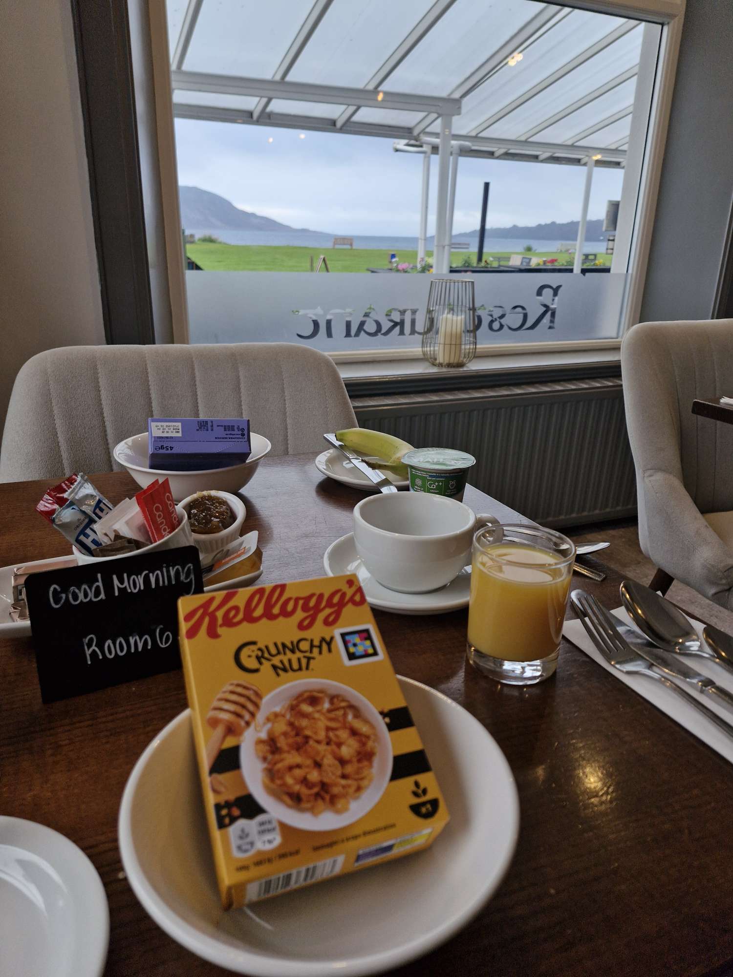 the Lamlash Bay Hotel breakfast 