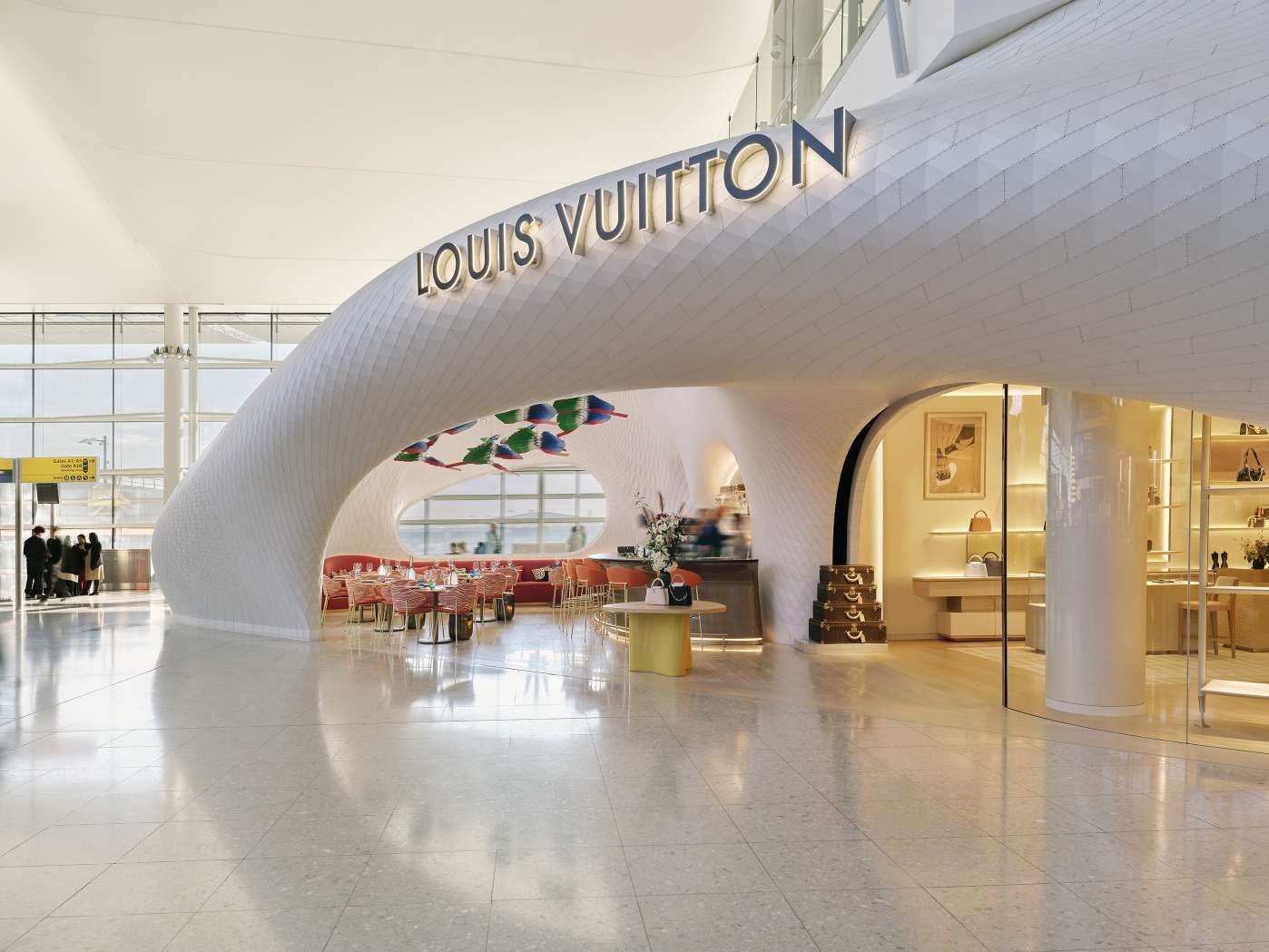 Louis Vuitton store and Le Café Cyril Lignac at Louis Vuitton Heathrow Terminal 2