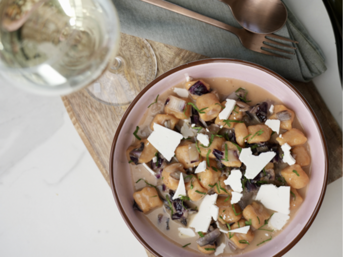 Sweet potato Gnocchi with Radicchio and smoked ricotta recipe