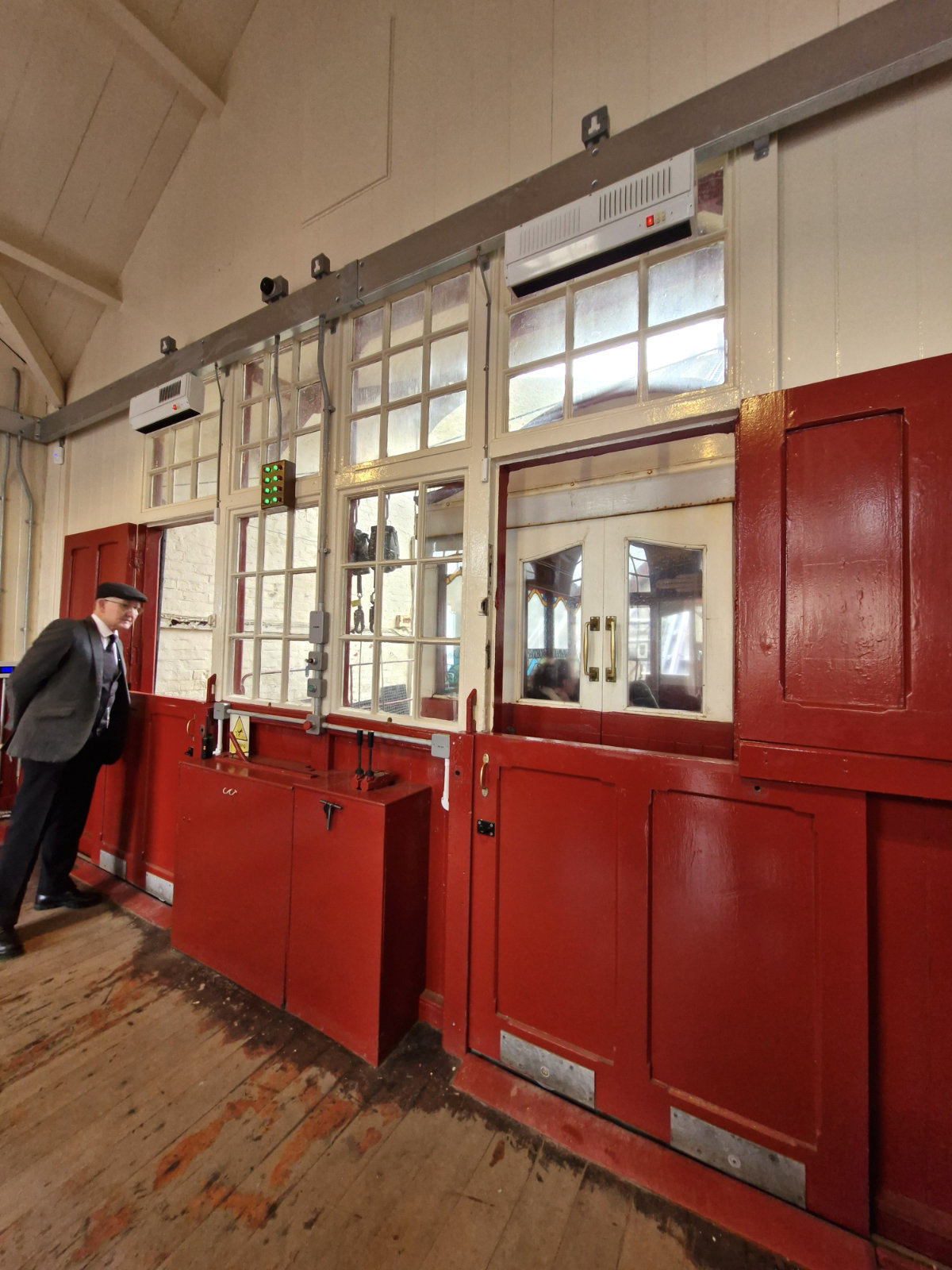 The oldest operating water balance cliff funicular in the United Kingdom looking down